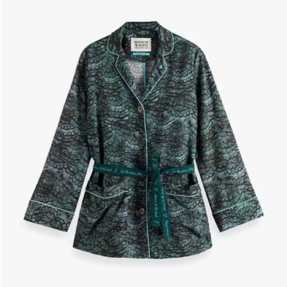 Scotch & Soda Green Feather Green Pajama Blazer Size Small